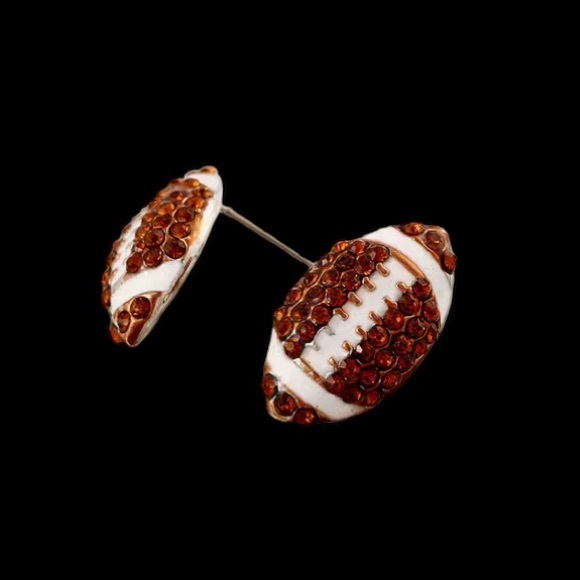 Sparking Football Stud Earrings - Picture 3 of 3
